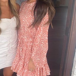 Pink cheetah print flare dress